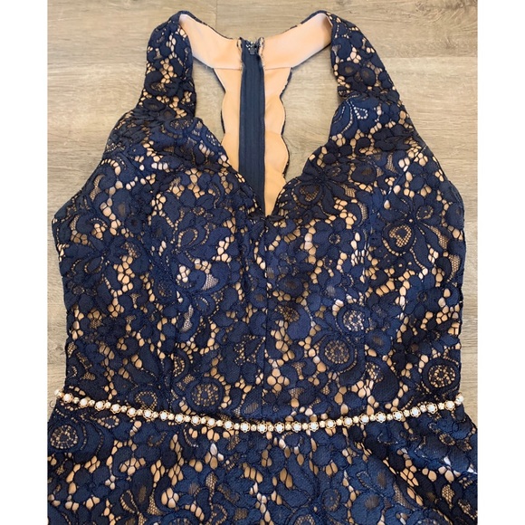 Jodi Kristopher A-Line Navy and Cream Dress - Picture 2 of 7